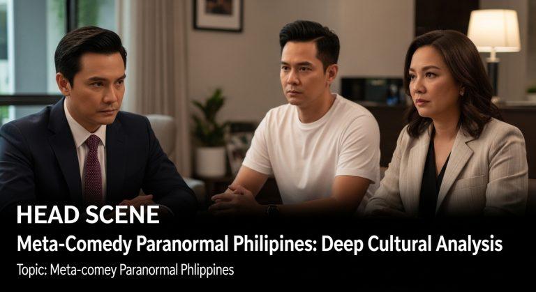Abstract scene blending folklore and social media in the Philippines, symbolic of meta-comedy Paranormal Philippines.
