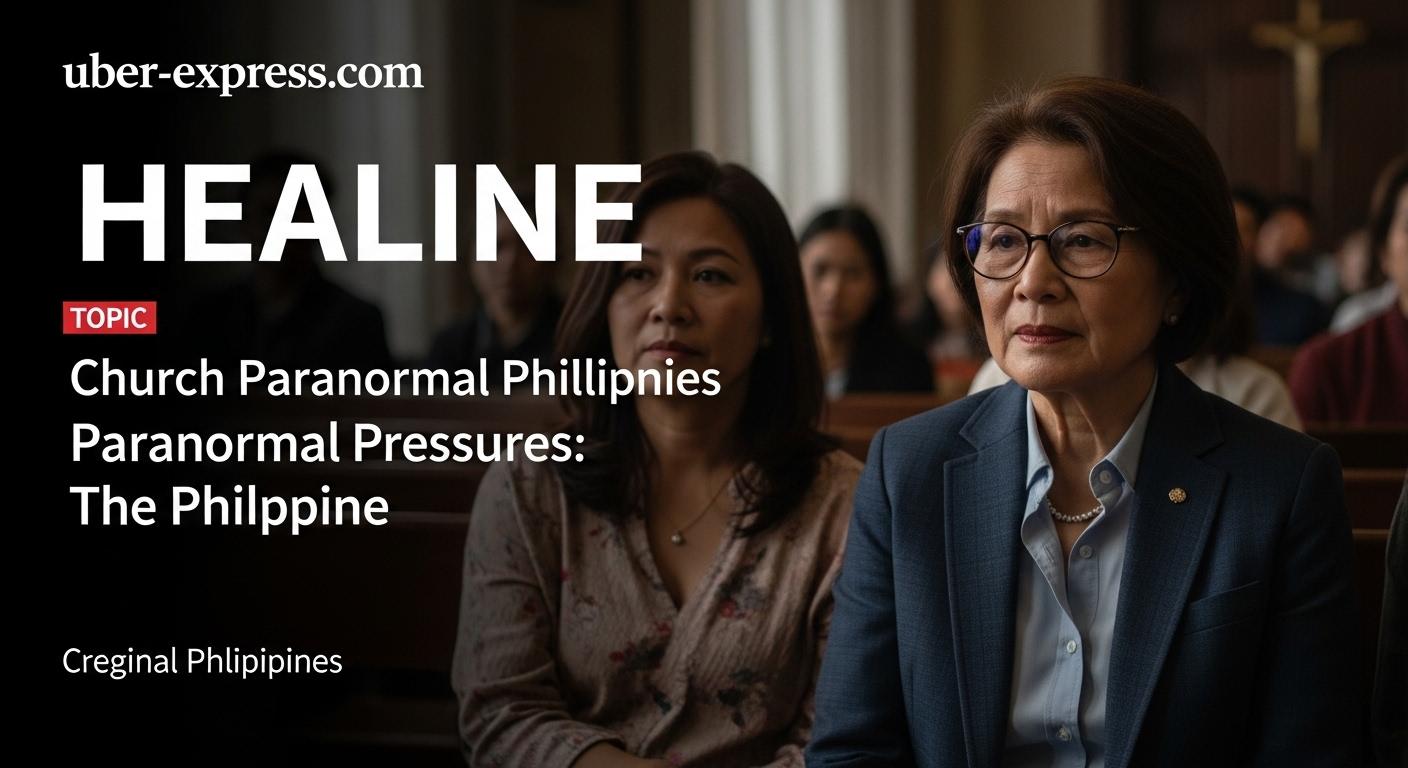 Dimly lit Philippine church interior at dusk with a gentle paranormal glow and fog suggesting unseen presence.