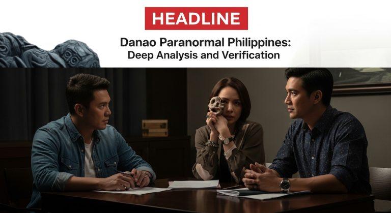 Night scene in Danao, Cebu, Philippines with atmospheric glow and a faint silhouette near a church to illustrate paranor