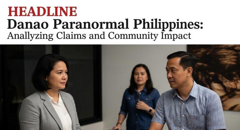 Moody night scene of a church in a Philippine town with faint glow and fog suggesting paranormal ambiance.