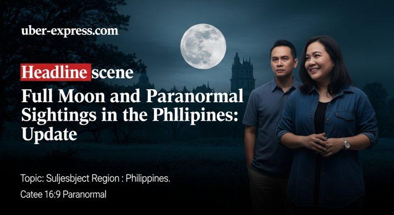 Philippines city at night under a full moon; investigative journalism on paranormal claims.