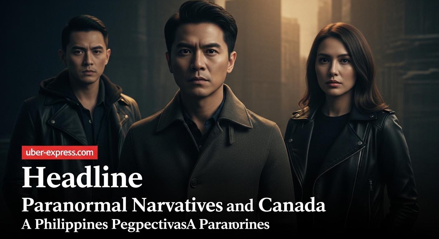 Moody twilight scene blending Canada and Philippines imagery to symbolize cross-border paranormal narratives.