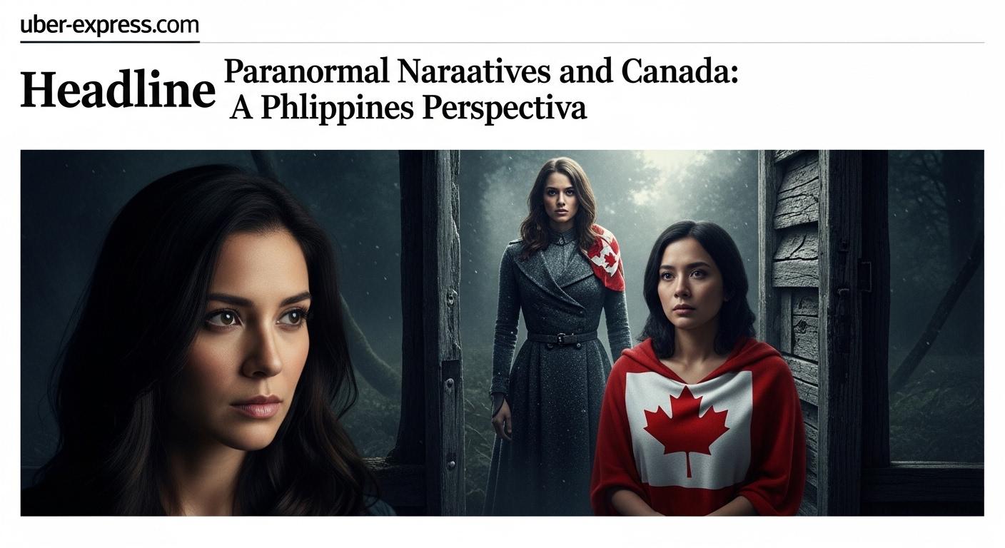 Moody twilight scene blending Canada and Philippines imagery to symbolize cross-border paranormal narratives.